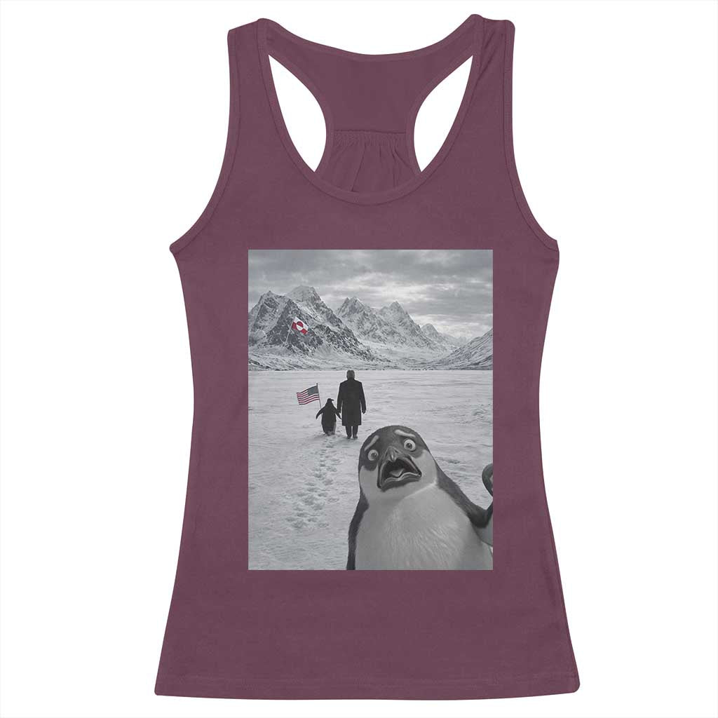 Nihilist Penguin Trump Hiking Mountains Racerback Tank Top Funny Penguin Selfie But Why TS14 Maroon Print Your Wear