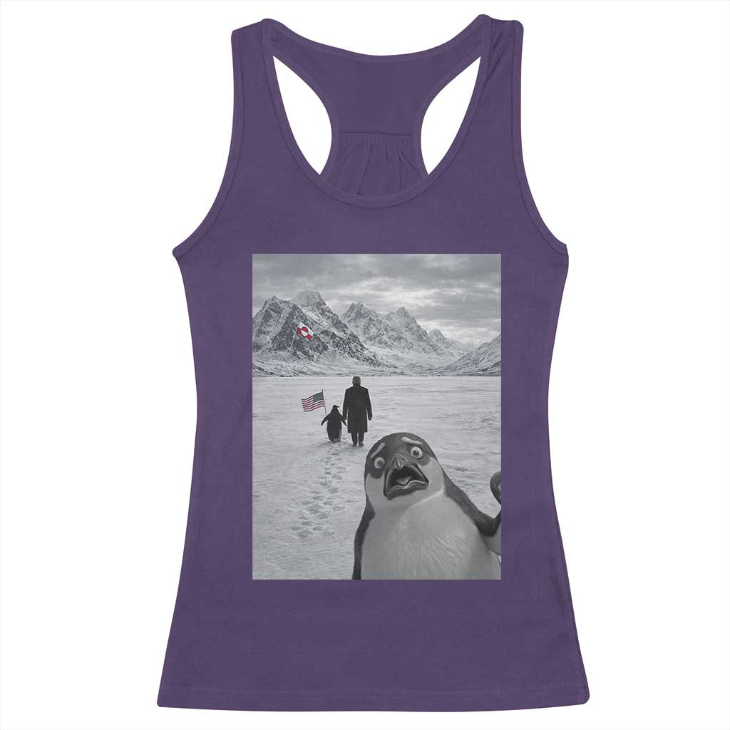 Nihilist Penguin Trump Hiking Mountains Racerback Tank Top Funny Penguin Selfie But Why TS14 Purple Print Your Wear
