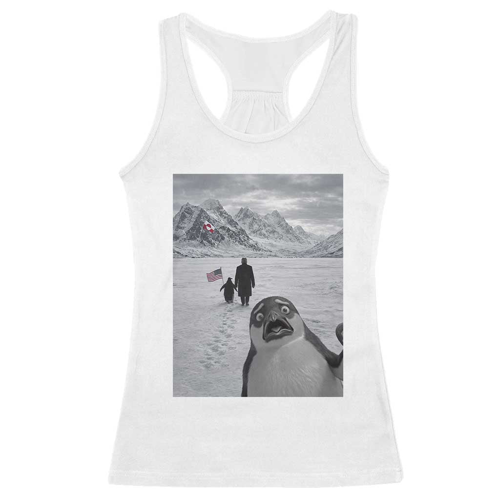 Nihilist Penguin Trump Hiking Mountains Racerback Tank Top Funny Penguin Selfie But Why TS14 White Print Your Wear