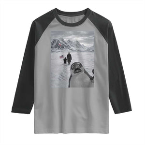 Nihilist Penguin Trump Hiking Mountains Raglan Shirt Funny Penguin Selfie But Why TS14 Sport Gray Black Print Your Wear