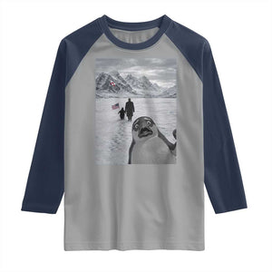 Nihilist Penguin Trump Hiking Mountains Raglan Shirt Funny Penguin Selfie But Why TS14 Sport Gray Navy Print Your Wear