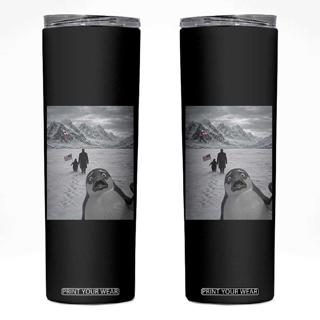 Nihilist Penguin Trump Hiking Mountains Skinny Tumbler Funny Penguin Selfie But Why TS14 Black Print Your Wear