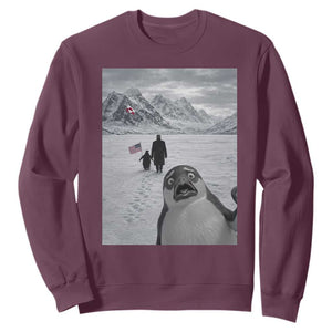 Nihilist Penguin Trump Hiking Mountains Sweatshirt Funny Penguin Selfie But Why TS14 Maroon Print Your Wear