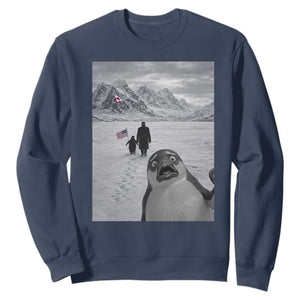 Nihilist Penguin Trump Hiking Mountains Sweatshirt Funny Penguin Selfie But Why TS14 Navy Print Your Wear