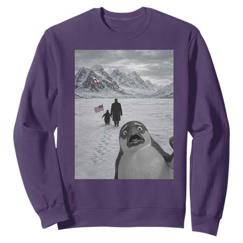 Nihilist Penguin Trump Hiking Mountains Sweatshirt Funny Penguin Selfie But Why TS14 Purple Print Your Wear