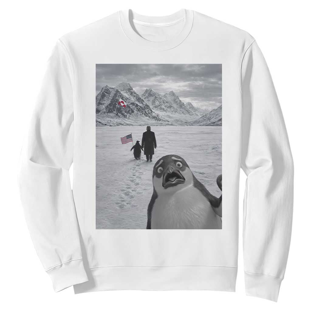 Nihilist Penguin Trump Hiking Mountains Sweatshirt Funny Penguin Selfie But Why TS14 White Print Your Wear