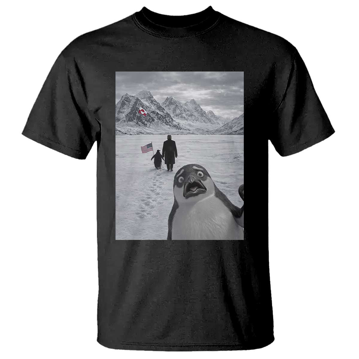 Nihilist Penguin Trump Hiking Mountains T Shirt Funny Penguin Selfie But Why TS14 Black Print Your Wear