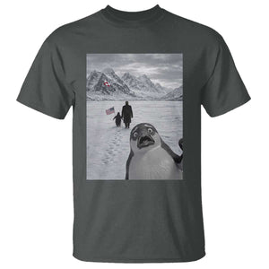 Nihilist Penguin Trump Hiking Mountains T Shirt Funny Penguin Selfie But Why TS14 Dark Heather Print Your Wear
