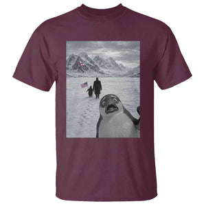 Nihilist Penguin Trump Hiking Mountains T Shirt Funny Penguin Selfie But Why TS14 Maroon Print Your Wear