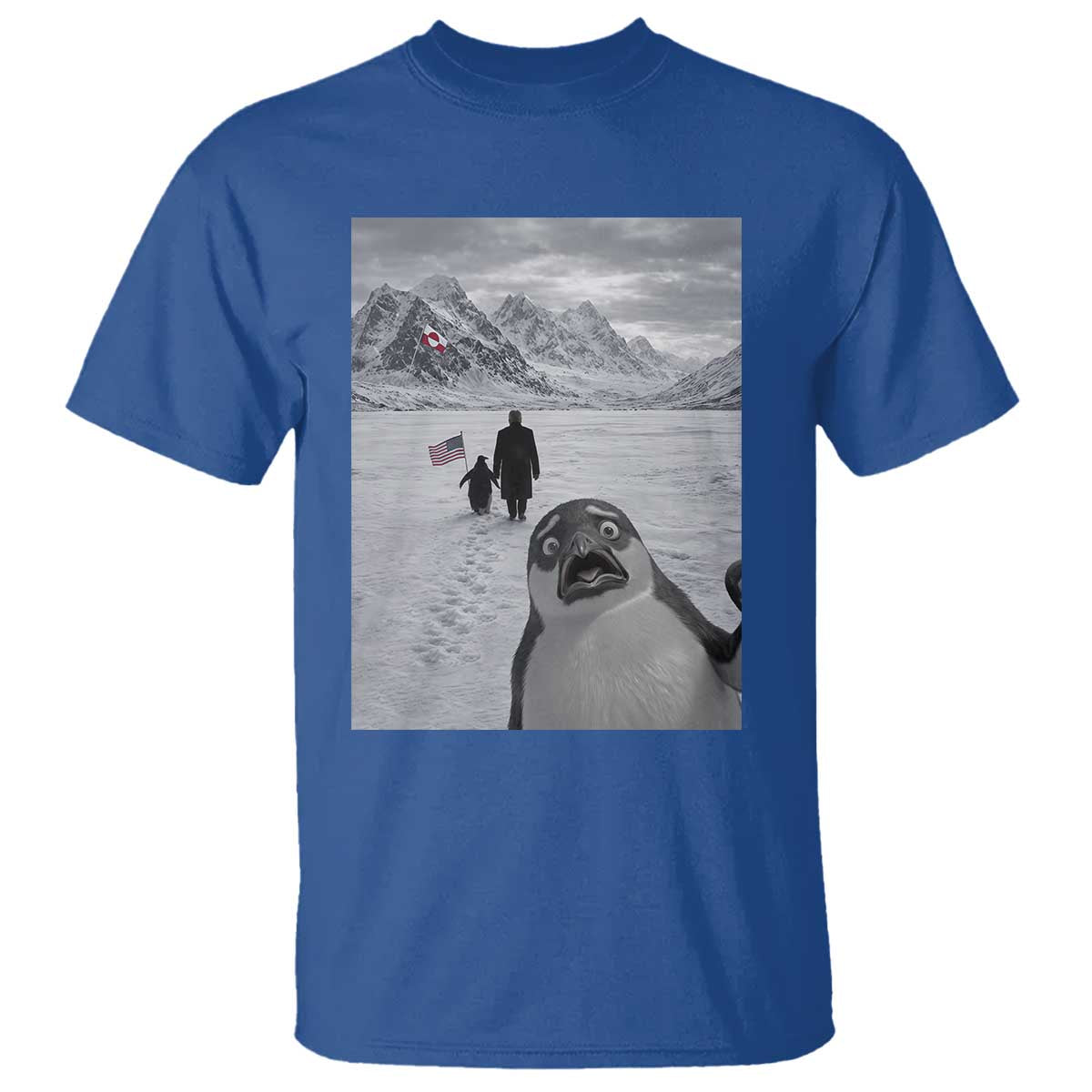Nihilist Penguin Trump Hiking Mountains T Shirt Funny Penguin Selfie But Why TS14 Royal Blue Print Your Wear