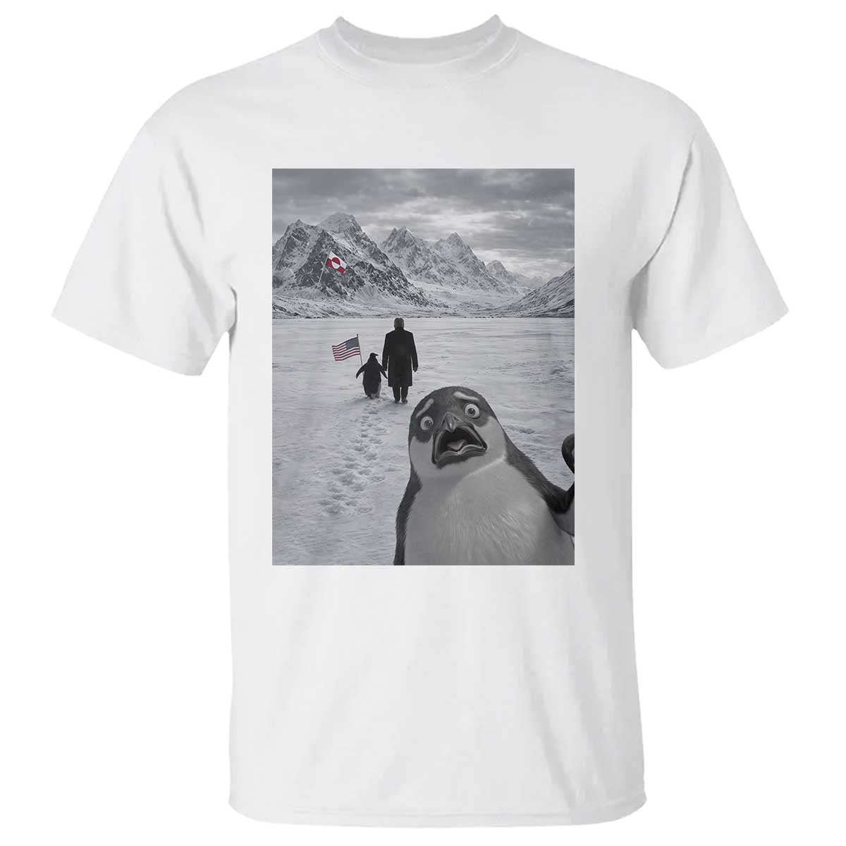 Nihilist Penguin Trump Hiking Mountains T Shirt Funny Penguin Selfie But Why TS14 White Print Your Wear