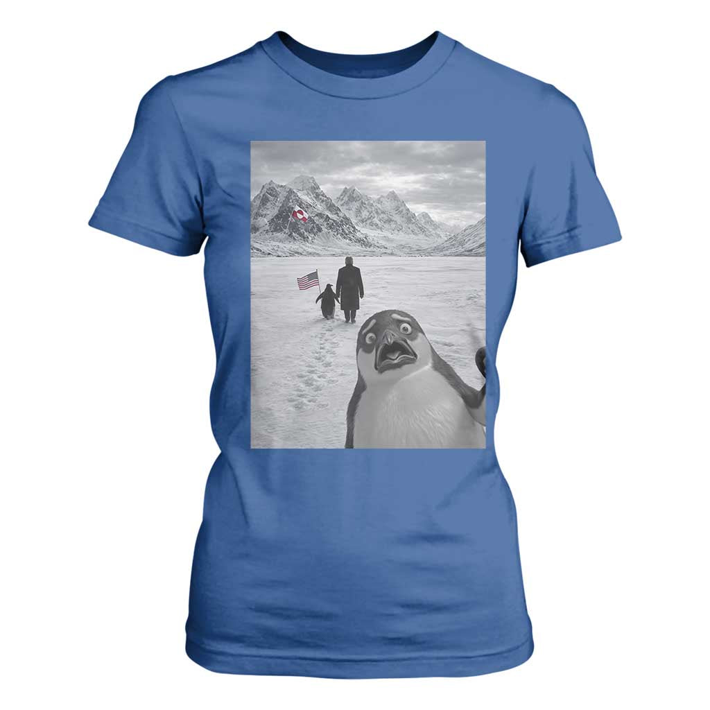 Nihilist Penguin Trump Hiking Mountains T Shirt For Women Funny Penguin Selfie But Why TS14 Royal Blue Print Your Wear