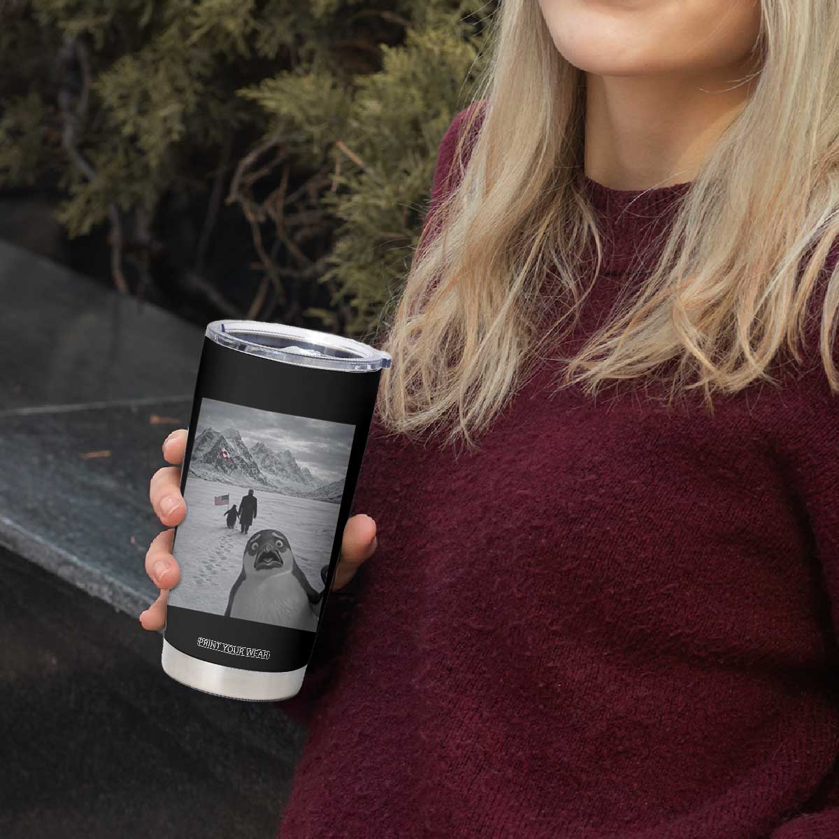 Nihilist Penguin Trump Hiking Mountains Tumbler Cup Funny Penguin Selfie But Why TS14 Print Your Wear