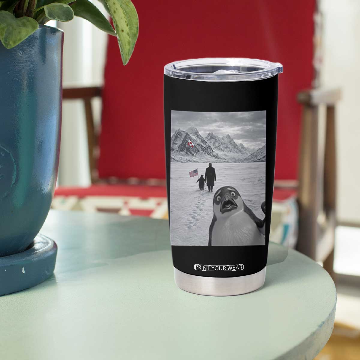 Nihilist Penguin Trump Hiking Mountains Tumbler Cup Funny Penguin Selfie But Why TS14 Print Your Wear