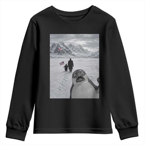 Nihilist Penguin Trump Hiking Mountains Youth Sweatshirt Funny Penguin Selfie But Why TS14 Black Print Your Wear