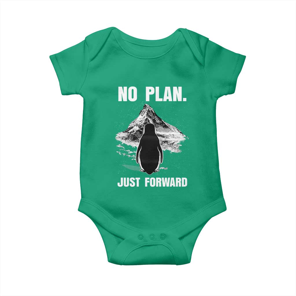 Nihilist Penguin Hiking Meme Baby Onesie No Plan Just Forward TS14 Irish Green Print Your Wear