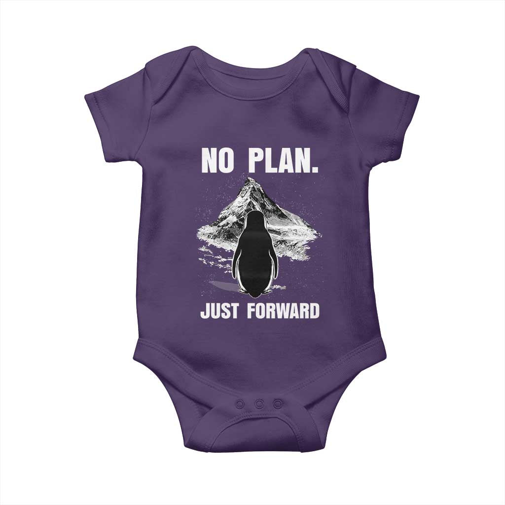 Nihilist Penguin Hiking Meme Baby Onesie No Plan Just Forward TS14 Purple Print Your Wear