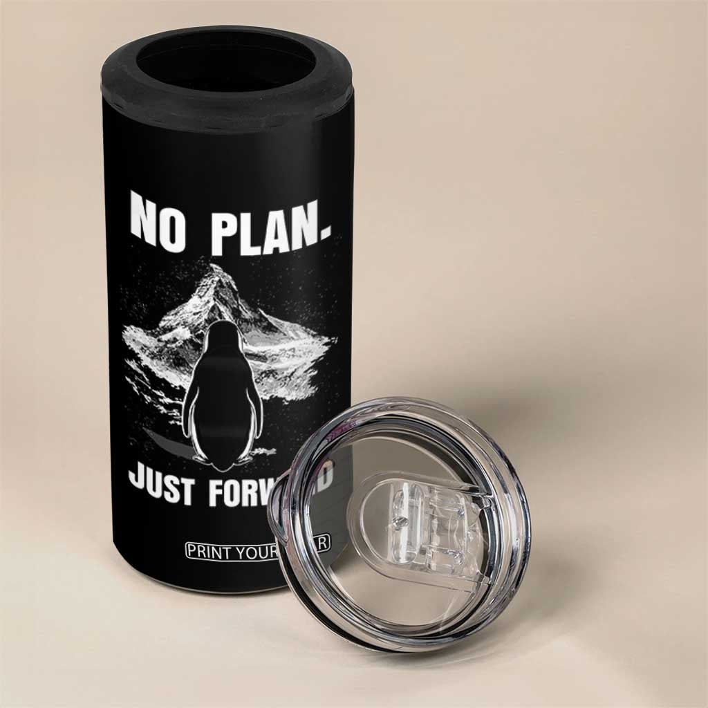 Nihilist Penguin Hiking Meme 4 in 1 Can Cooler Tumbler No Plan Just Forward TS14 Print Your Wear