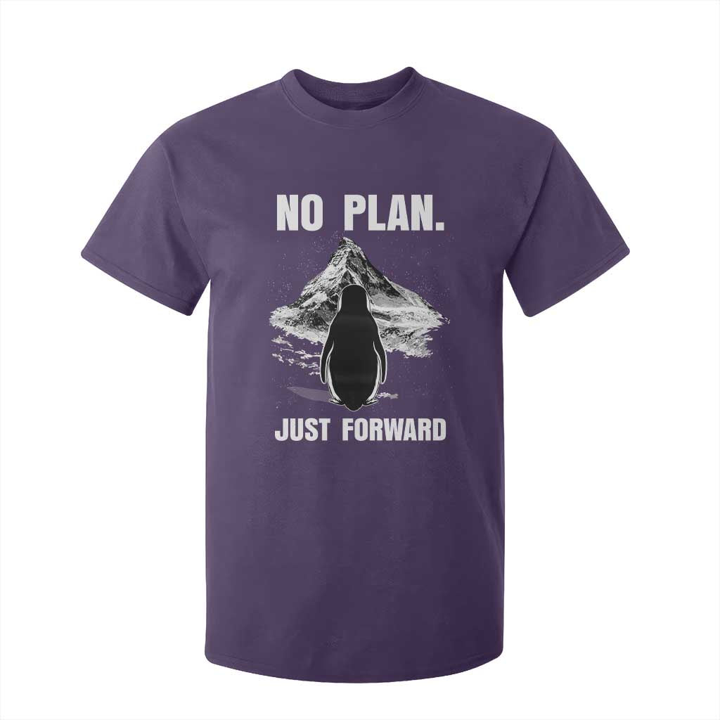 Nihilist Penguin Hiking Meme T Shirt For Kid No Plan Just Forward TS14 Purple Print Your Wear