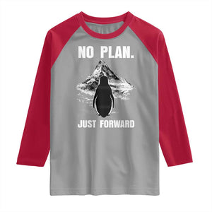 Nihilist Penguin Hiking Meme Raglan Shirt No Plan Just Forward TS14 Sport Gray Red Print Your Wear