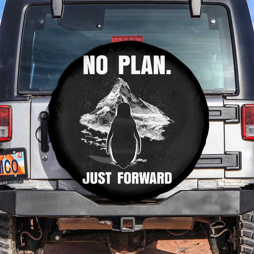 Nihilist Penguin Hiking Meme Spare Tire Cover No Plan Just Forward TS14 No hole Black Print Your Wear