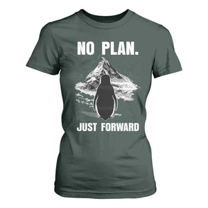 Nihilist Penguin Hiking Meme T Shirt For Women No Plan Just Forward TS14 Dark Forest Green Print Your Wear