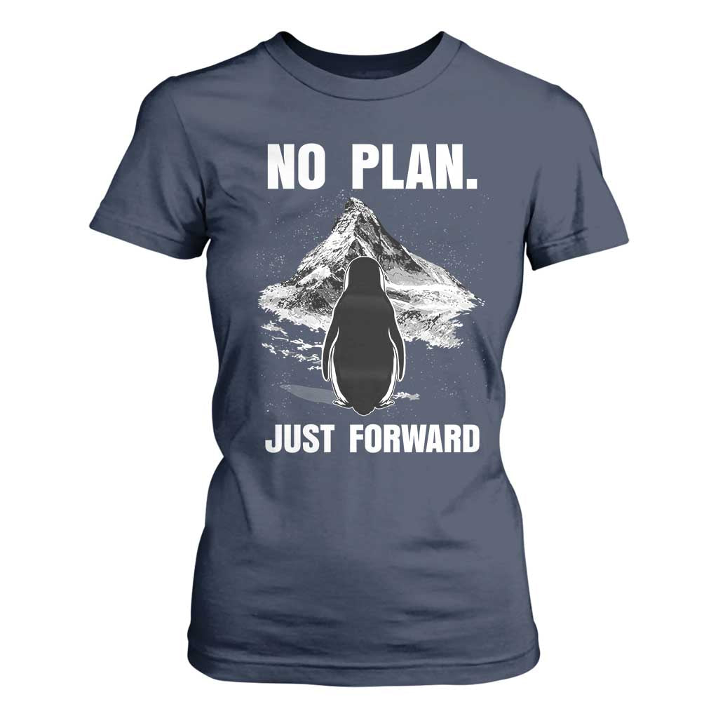 Nihilist Penguin Hiking Meme T Shirt For Women No Plan Just Forward TS14 Navy Print Your Wear
