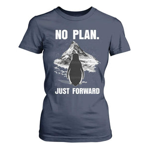 Nihilist Penguin Hiking Meme T Shirt For Women No Plan Just Forward TS14 Navy Print Your Wear