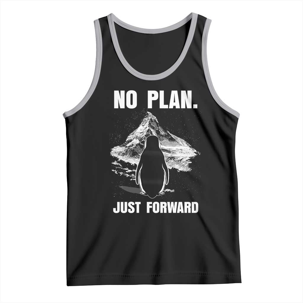 Nihilist Penguin Hiking Meme Tank Top No Plan Just Forward TS14 Black Athletic Heather Print Your Wear