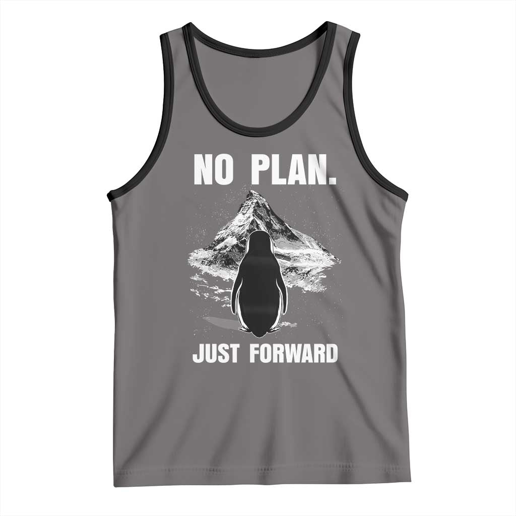 Nihilist Penguin Hiking Meme Tank Top No Plan Just Forward TS14 Deep Heather Black Print Your Wear