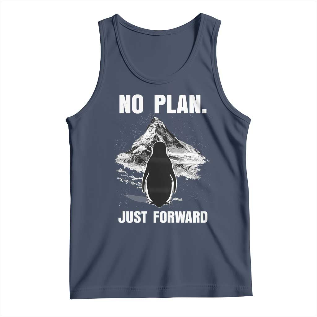 Nihilist Penguin Hiking Meme Tank Top No Plan Just Forward TS14 Navy Print Your Wear