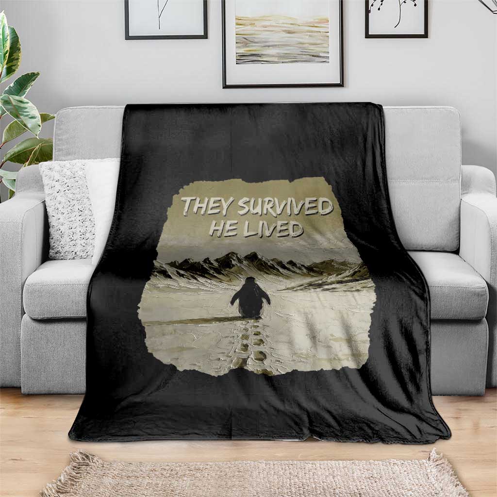 Nihilist Penguin Hiking Meme Throw Blanket They Survived He Lived TS14 Print Your Wear