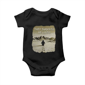 Nihilist Penguin Hiking Meme Baby Onesie They Survived He Lived TS14 Black Print Your Wear