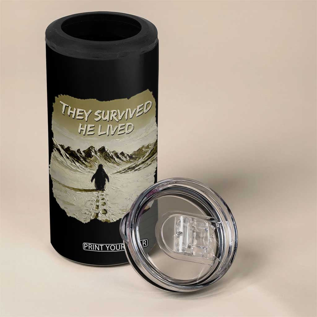 Nihilist Penguin Hiking Meme 4 in 1 Can Cooler Tumbler They Survived He Lived TS14 Print Your Wear