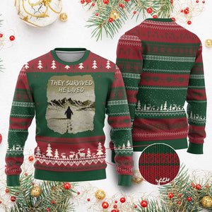 Nihilist Penguin Hiking Meme Ugly Christmas Sweater They Survived He Lived TS14 Red Green Print Your Wear