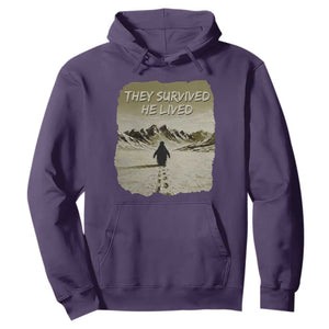 Nihilist Penguin Hiking Meme Hoodie They Survived He Lived TS14 Purple Print Your Wear