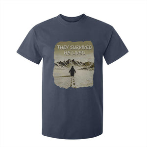 Nihilist Penguin Hiking Meme T Shirt For Kid They Survived He Lived TS14 Navy Print Your Wear