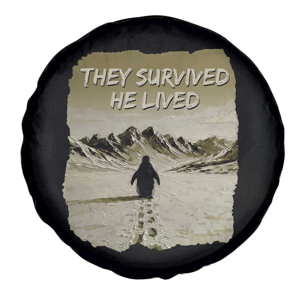 Nihilist Penguin Hiking Meme Spare Tire Cover They Survived He Lived TS14 Print Your Wear