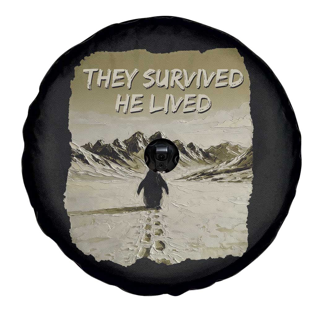 Nihilist Penguin Hiking Meme Spare Tire Cover They Survived He Lived TS14 Print Your Wear