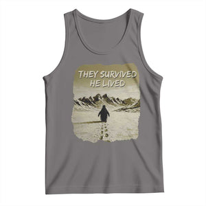 Nihilist Penguin Hiking Meme Tank Top They Survived He Lived TS14 Deep Heather Print Your Wear