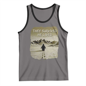 Nihilist Penguin Hiking Meme Tank Top They Survived He Lived TS14 Deep Heather Black Print Your Wear