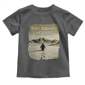 Nihilist Penguin Hiking Meme Toddler T Shirt They Survived He Lived TS14 Dark Heather Print Your Wear