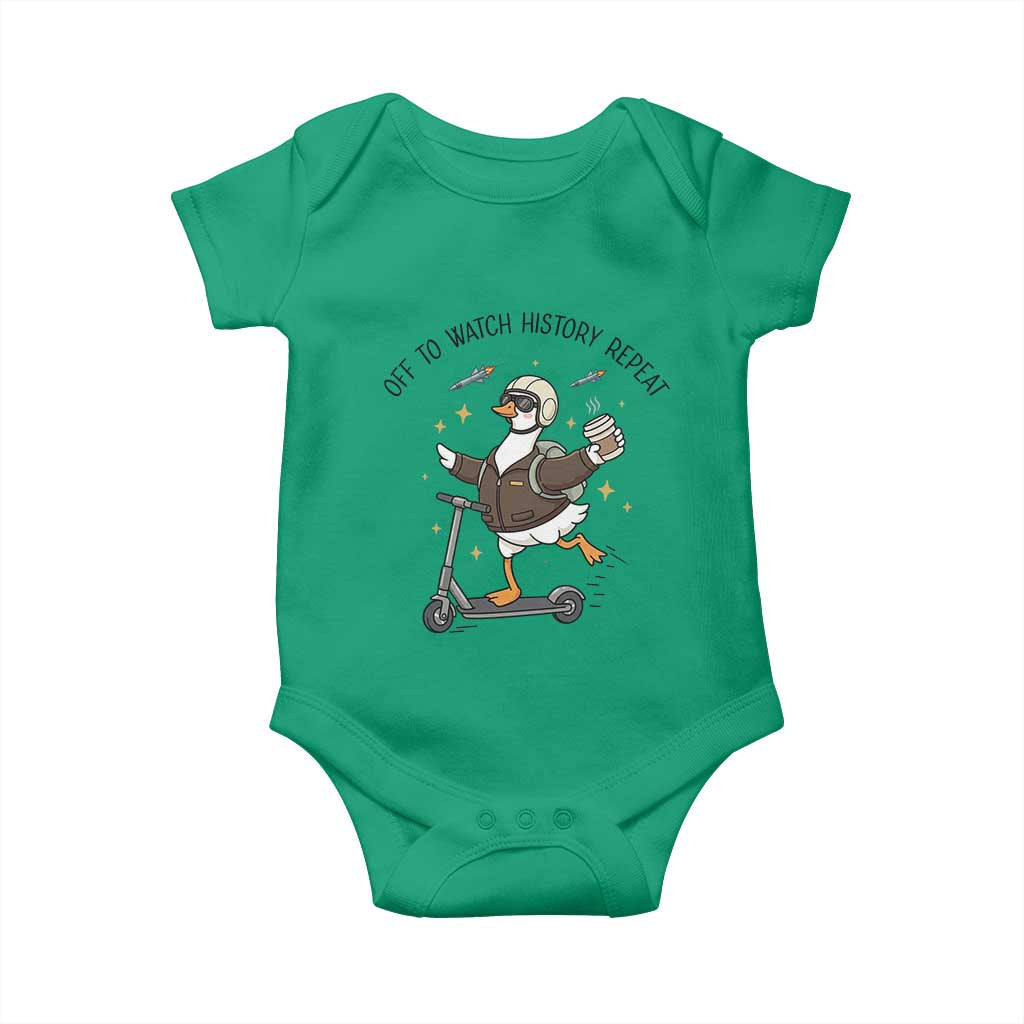 Funny Goose Support Freedom Meme Baby Onesie Off To Watch History Repart TS14 Irish Green Print Your Wear