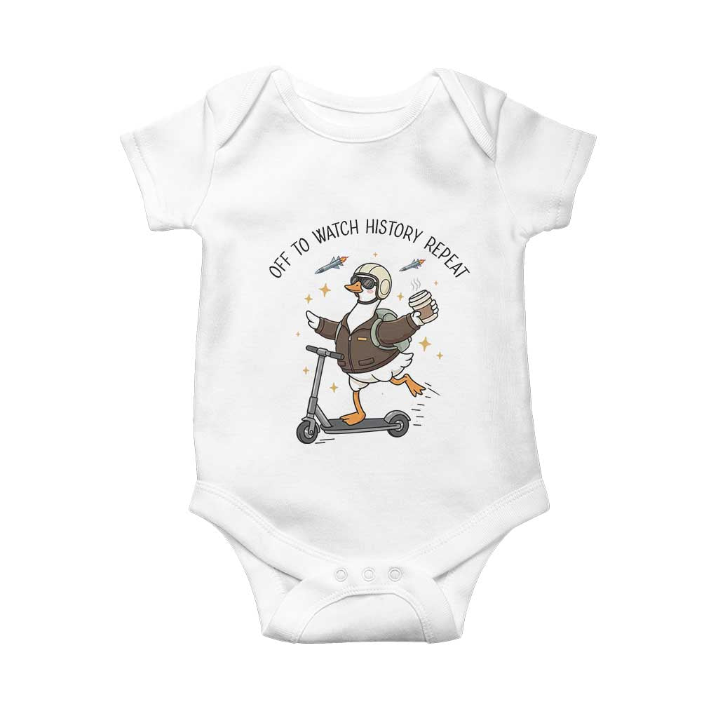 Funny Goose Support Freedom Meme Baby Onesie Off To Watch History Repart TS14 White Print Your Wear