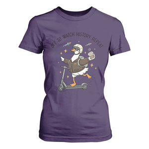 Funny Goose Support Freedom Meme T Shirt For Women Off To Watch History Repart TS14 Purple Print Your Wear