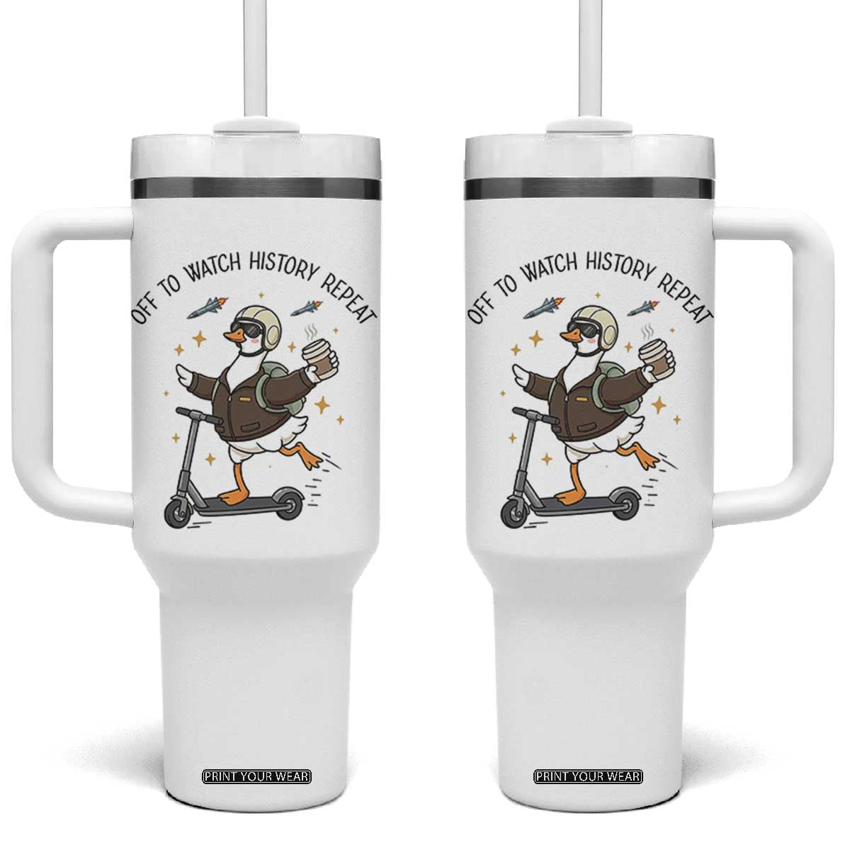 Funny Goose Support Freedom Meme Tumbler With Handle Off To Watch History Repart TS14 One Size: 40 oz White Print Your Wear