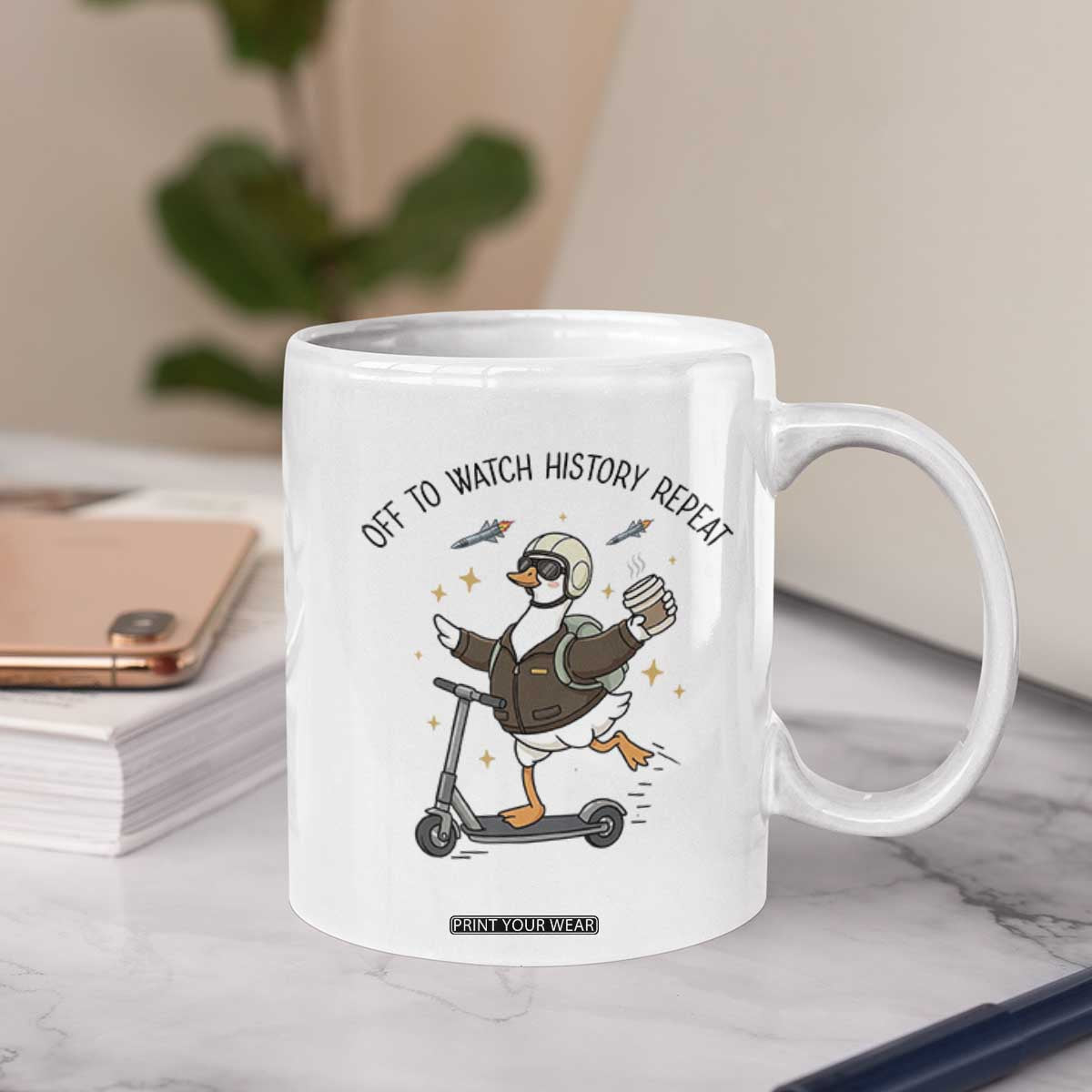 Funny Goose Support Freedom Meme Coffee Mug Off To Watch History Repart TS14 Print Your Wear
