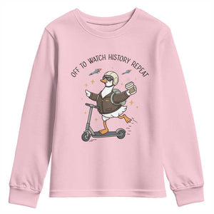Funny Goose Support Freedom Meme Youth Sweatshirt Off To Watch History Repart TS14 Light Pink Print Your Wear