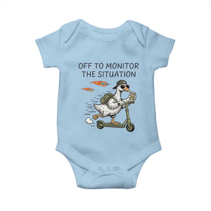 Funny Goose Support Freedom Meme Baby Onesie Off To Monitor The Situation TS14 Light Blue Print Your Wear