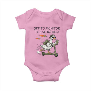 Funny Goose Support Freedom Meme Baby Onesie Off To Monitor The Situation TS14 Light Pink Print Your Wear